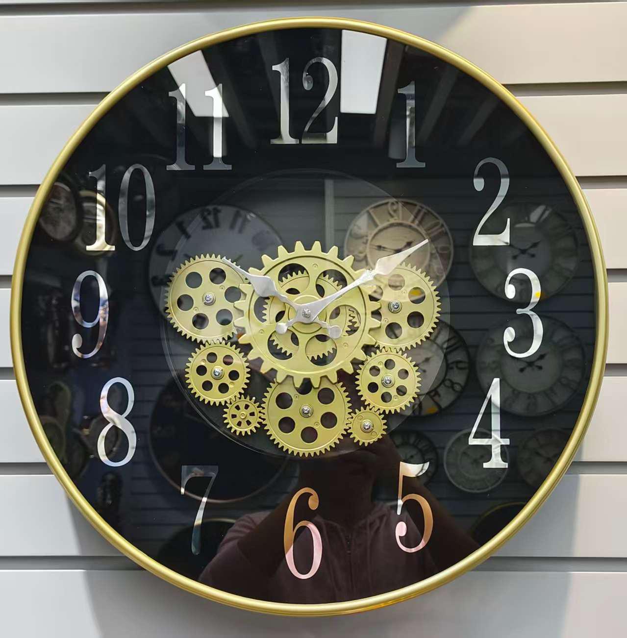 Black Dial Gold Gear Clock
