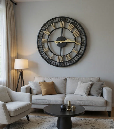 Large Skeleton Vintage Roman Numeral Wall Clock