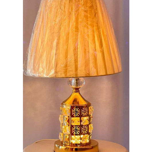 Antique Gold Table Lamp with Decorative Cutwork Base