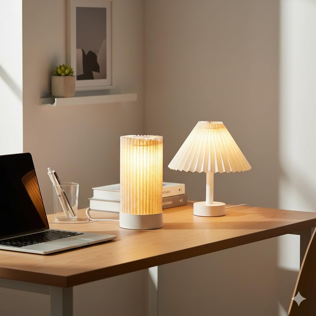 Foldable Pleated Table Lamp Umbrella Shape