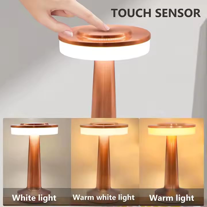 Retro Rose Gold Metal LED Table Lamp
