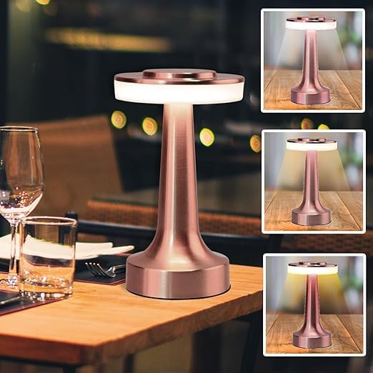 Retro Rose Gold Metal LED Table Lamp