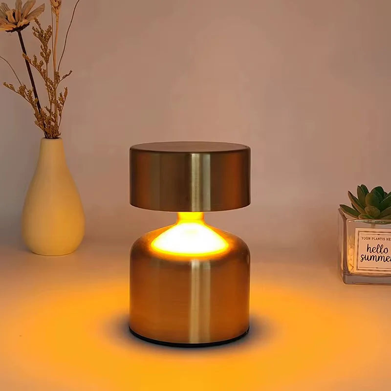 Mini Metal Table Gold Lamp with 3 color changing mode