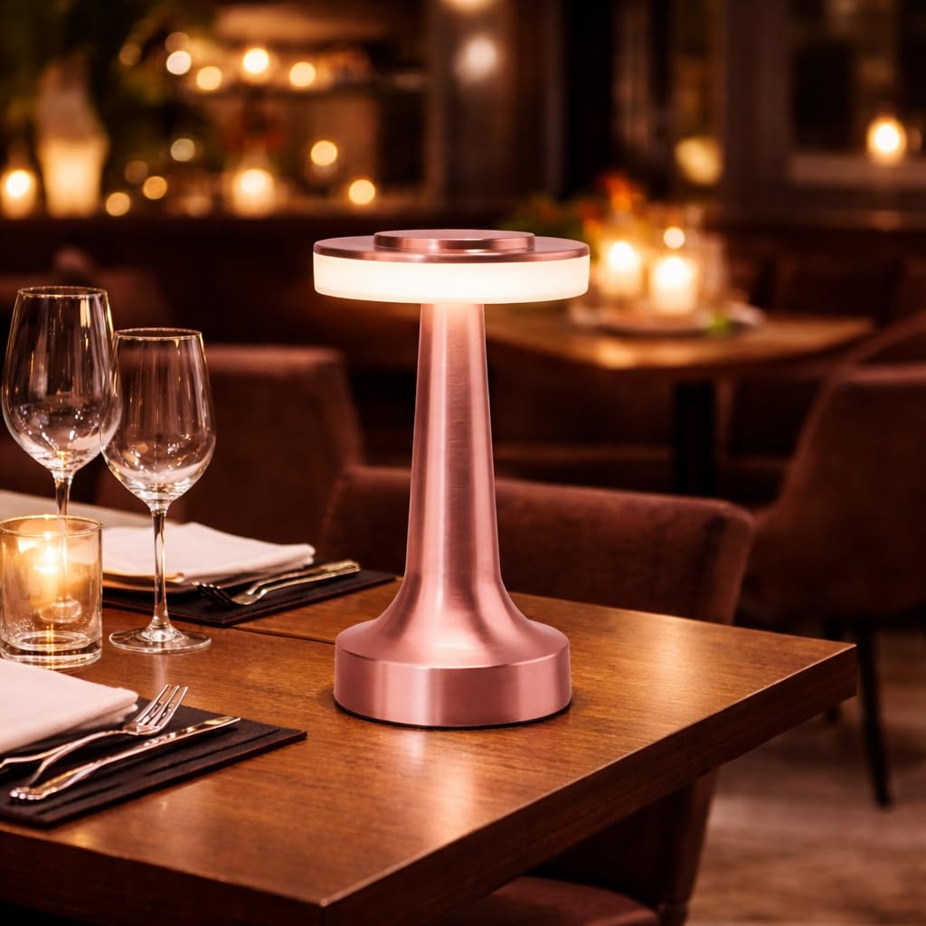 Retro Rose Gold Metal LED Table Lamp