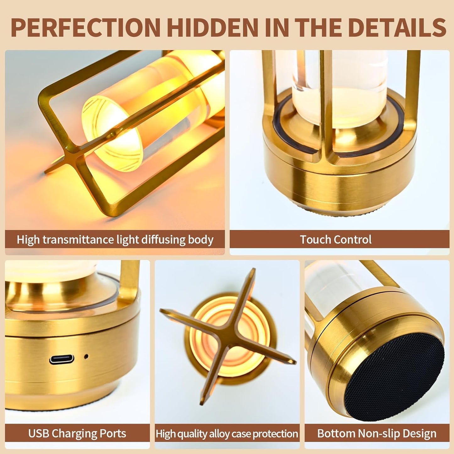 Latern Portable Metal Table Lamp for Indoor/Outdoor