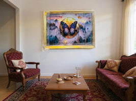 Large Butterfly and Moon Statement Painting