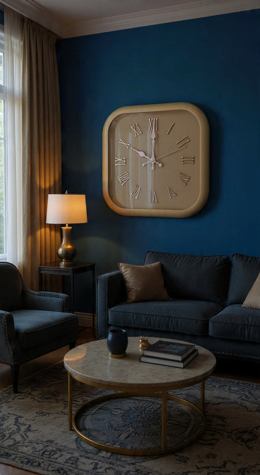 Large Square Wall Clock with Roman Numerals