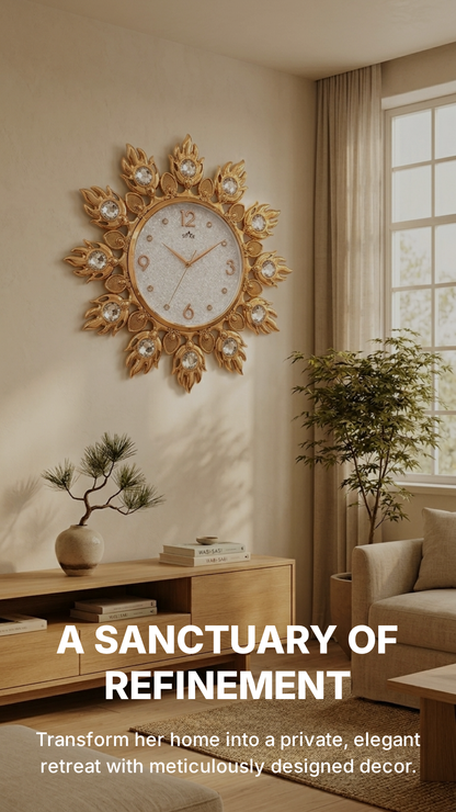 Ornate Gold Sunburst Designer Wall Clock