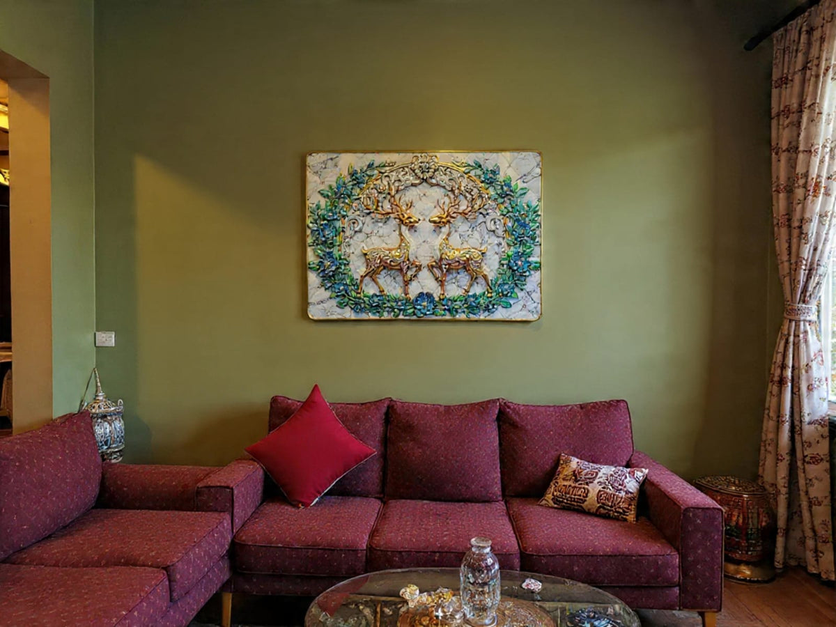 Ornate Embossed Deer Art