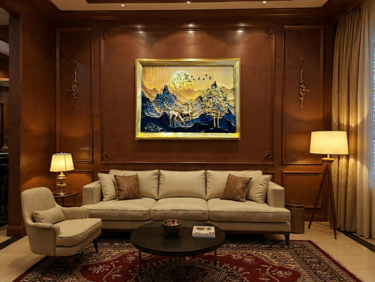 Golden Tree and Deer Art