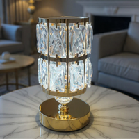 Modern Crystal Glass Table Lamp with Gold Frame