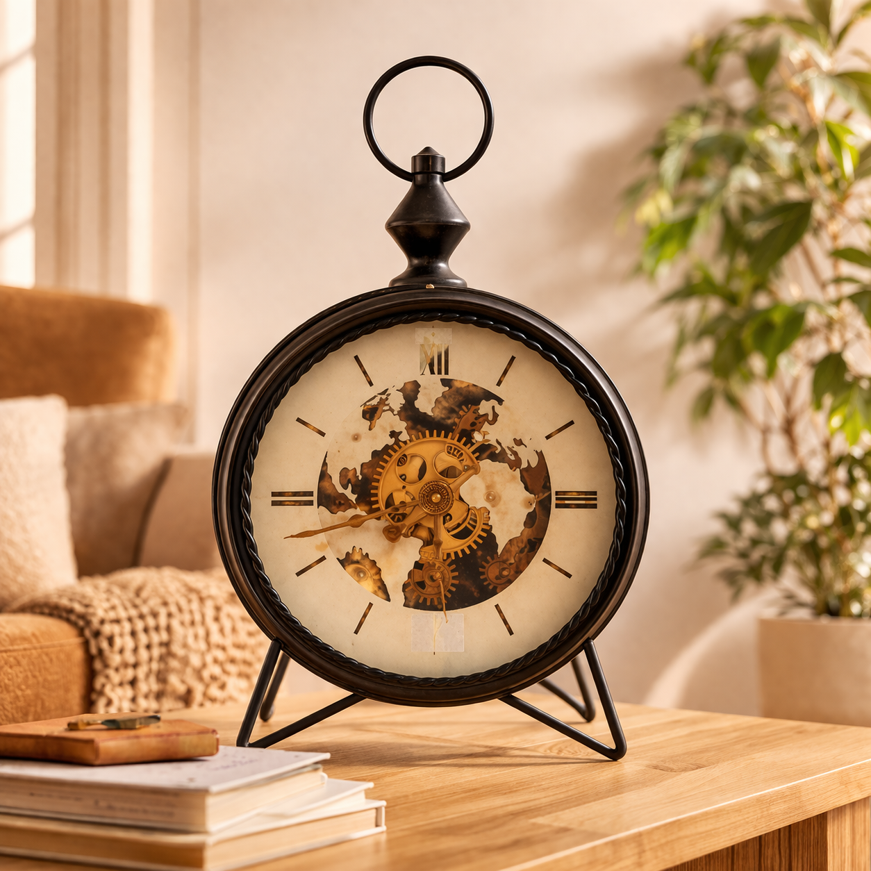 Vintage Gear Table Clock