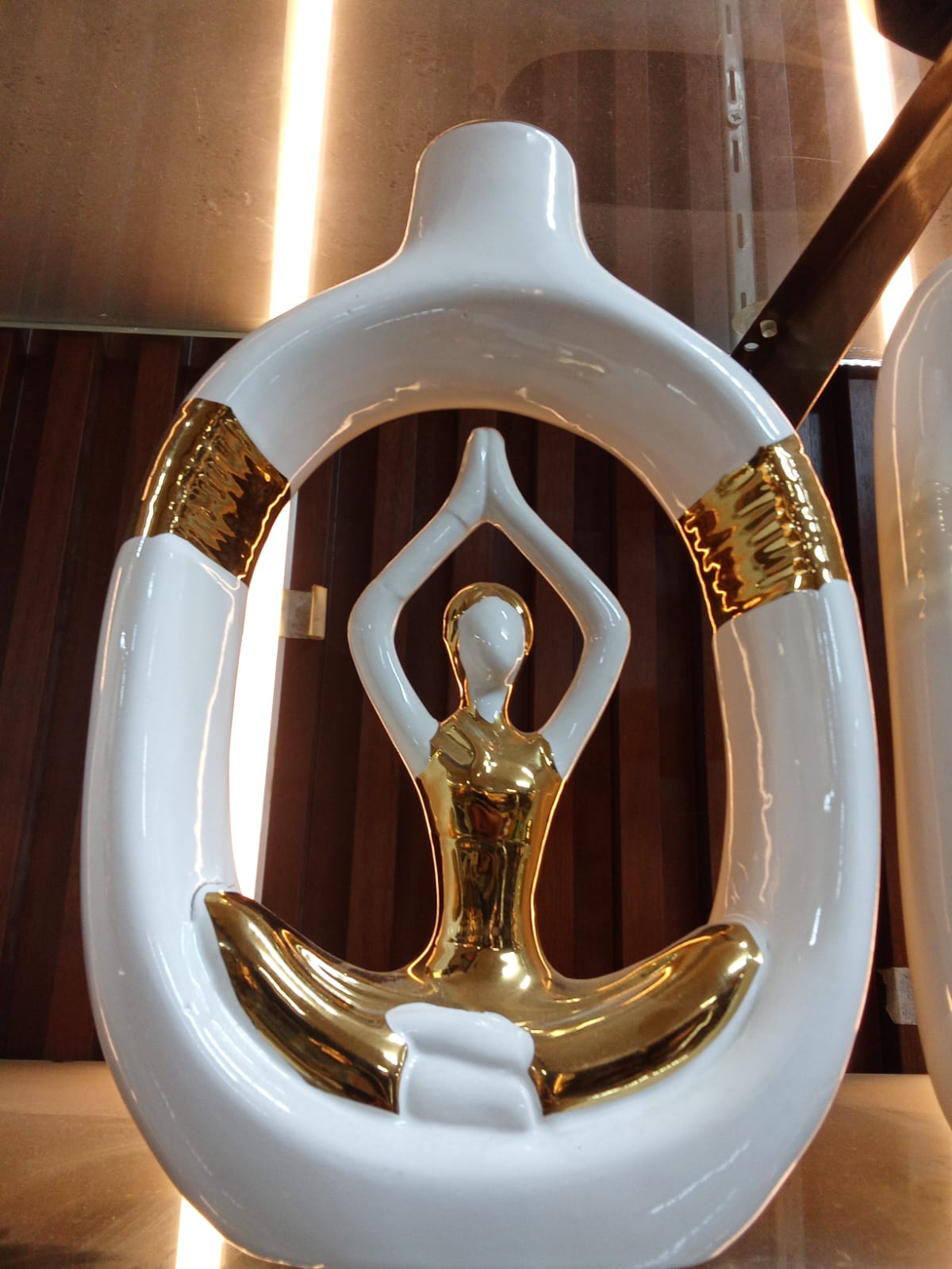 Zen Yoga Pose Abstract Vase in Matte White and Gold