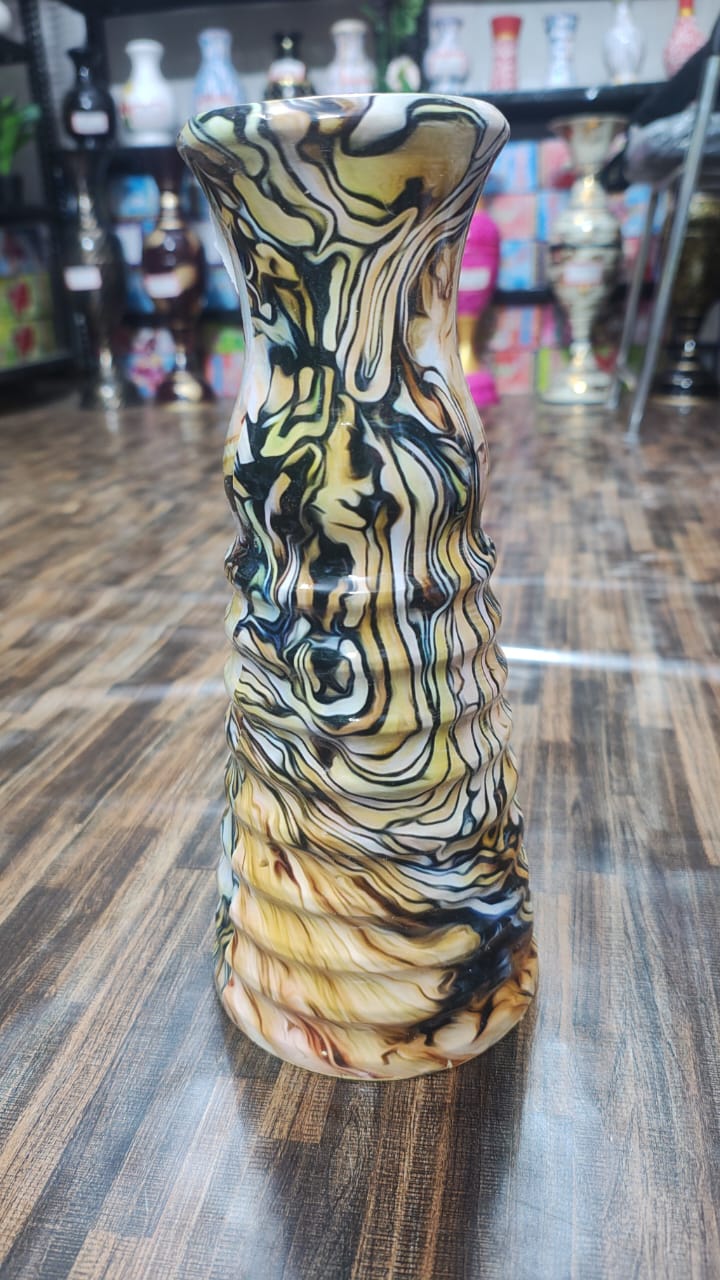 Hodor Designs Abstract Marble Swirl Ribbed Decorative Vase