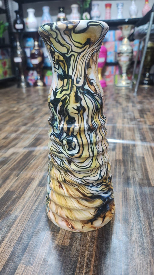 Hodor Designs Abstract Marble Swirl Ribbed Decorative Vase