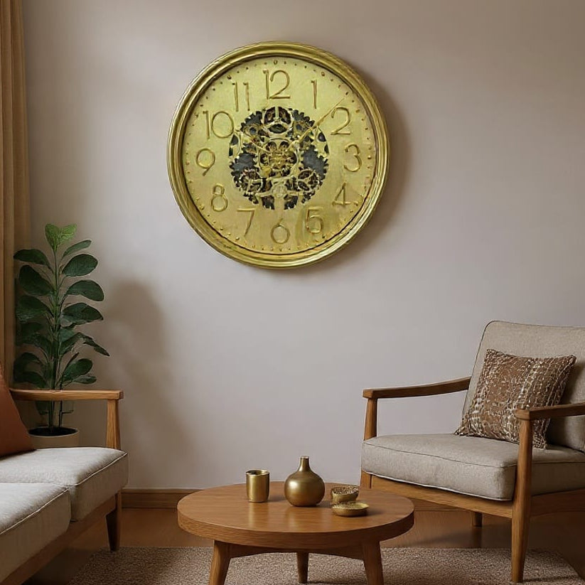 Gold Skeleton Gear Clock