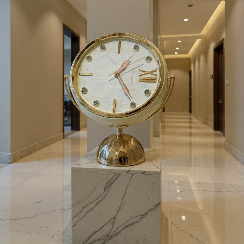 Designer Double Sided Wall Mount Clock with Gold Finish