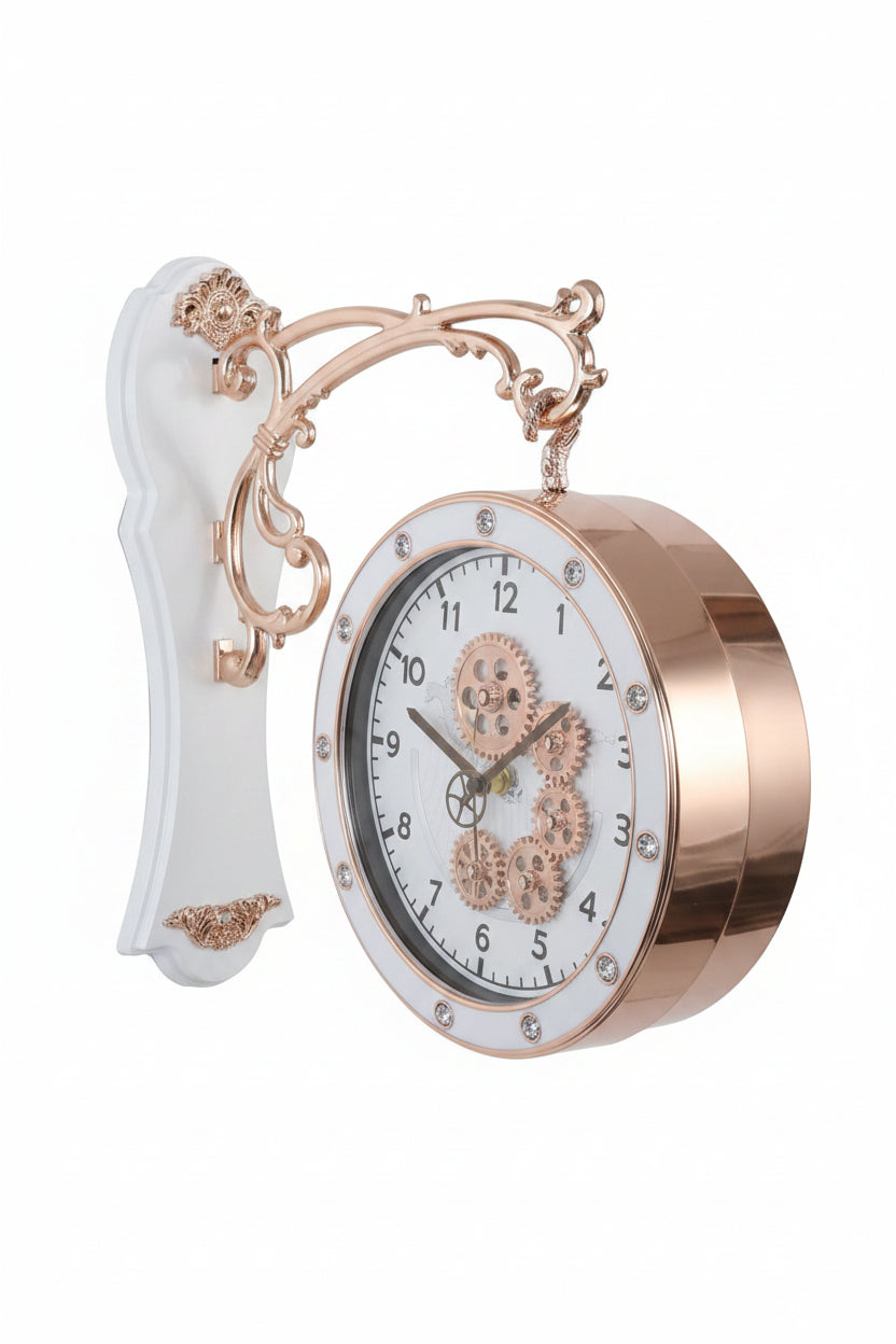 Designer White & Gold Double-Sided Clock