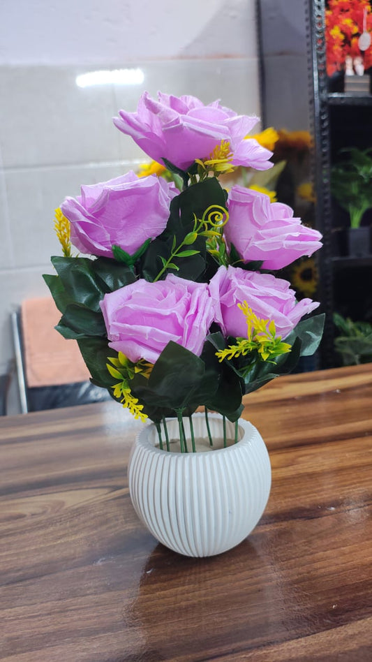 Hodor Designs Artificial Purple Rose Potted Plant