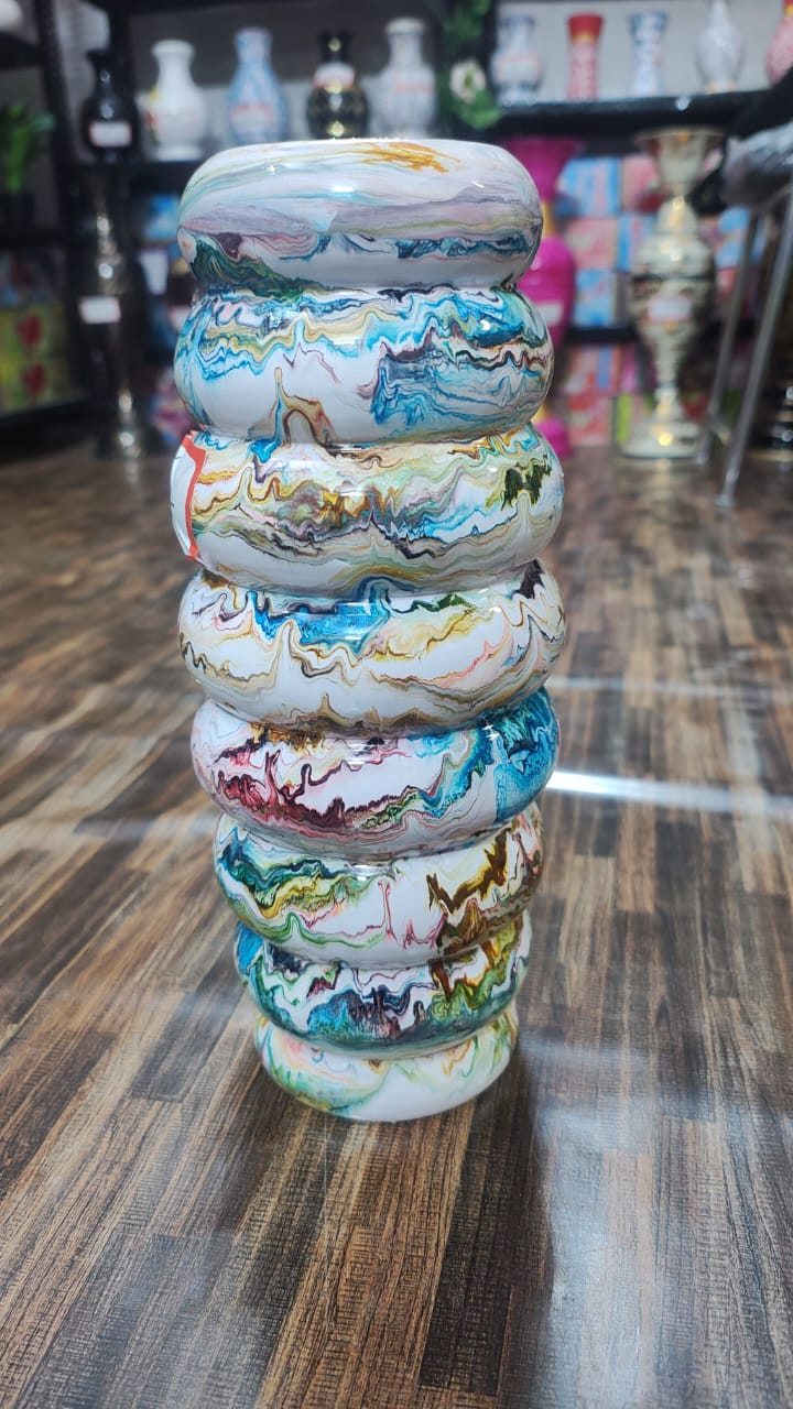 Hodor Designs 12-Inch Pastel Multi-Color Marbled Vase