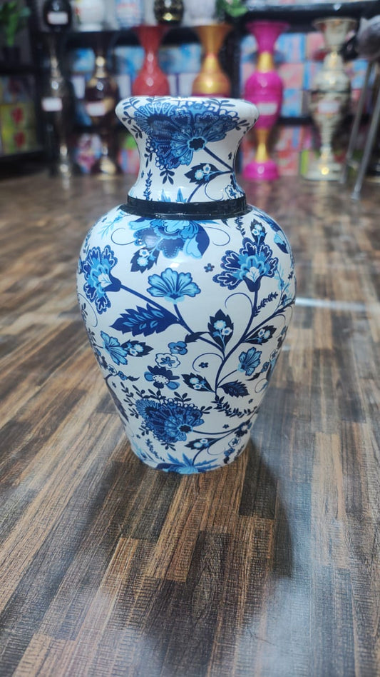 Hodor Designs 9-Inch Blue and White Floral Ceramic Vase