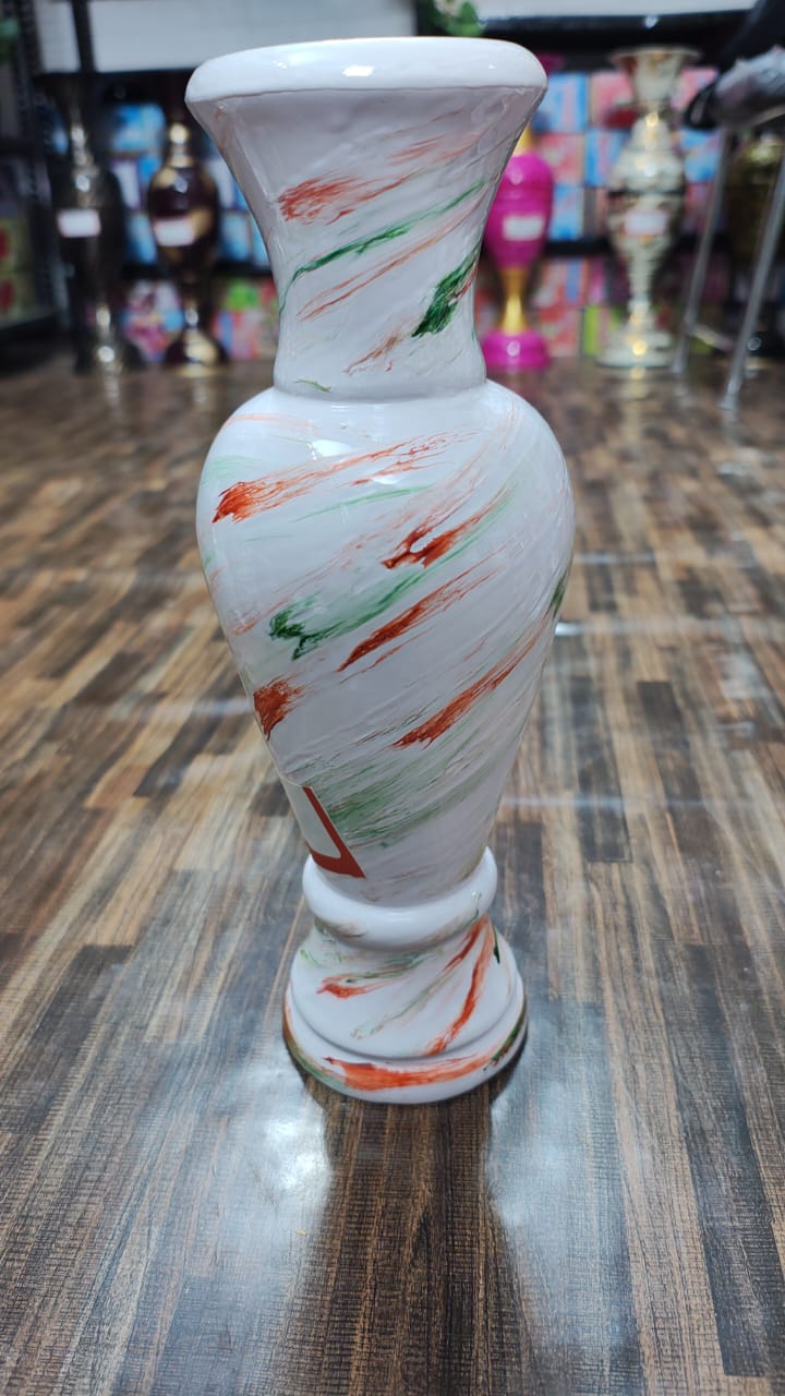 Hodor Designs Abstract Painted White Trumpet Vase