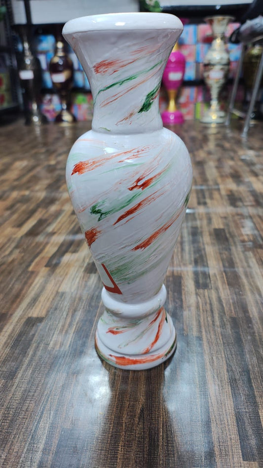 Hodor Designs Abstract Painted White Trumpet Vase