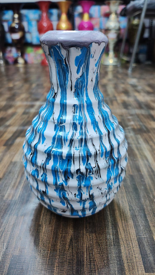Hodor Designs 9-Inch Blue and Black Fluid Art Vase