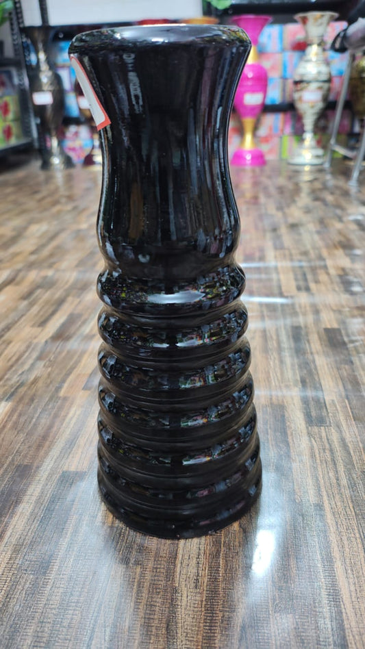 Hodor Designs 12-Inch Glossy Black Ceramic Vase