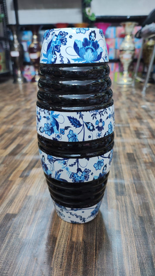 Hodor Designs 12-Inch Blue and White Floral Potted Vase
