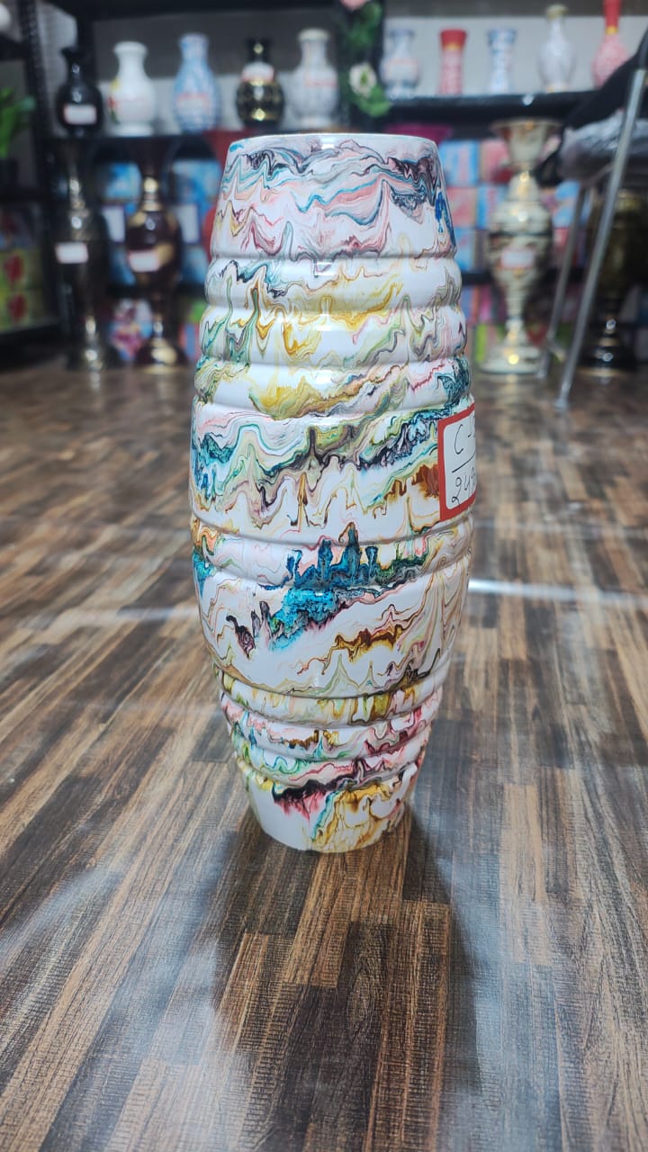 Hodor Designs 12-Inch Multi-Color Marble Swirl Decorative Vase