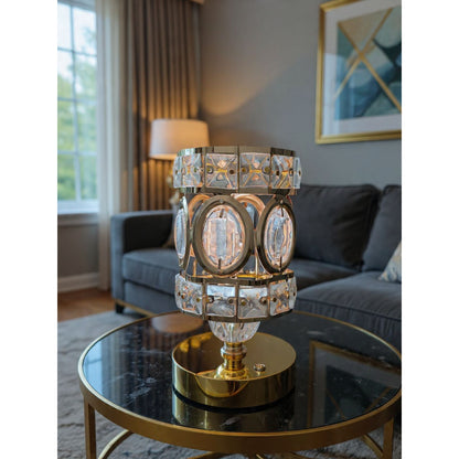 Luxury Crystal Table Lamp with Gold Base