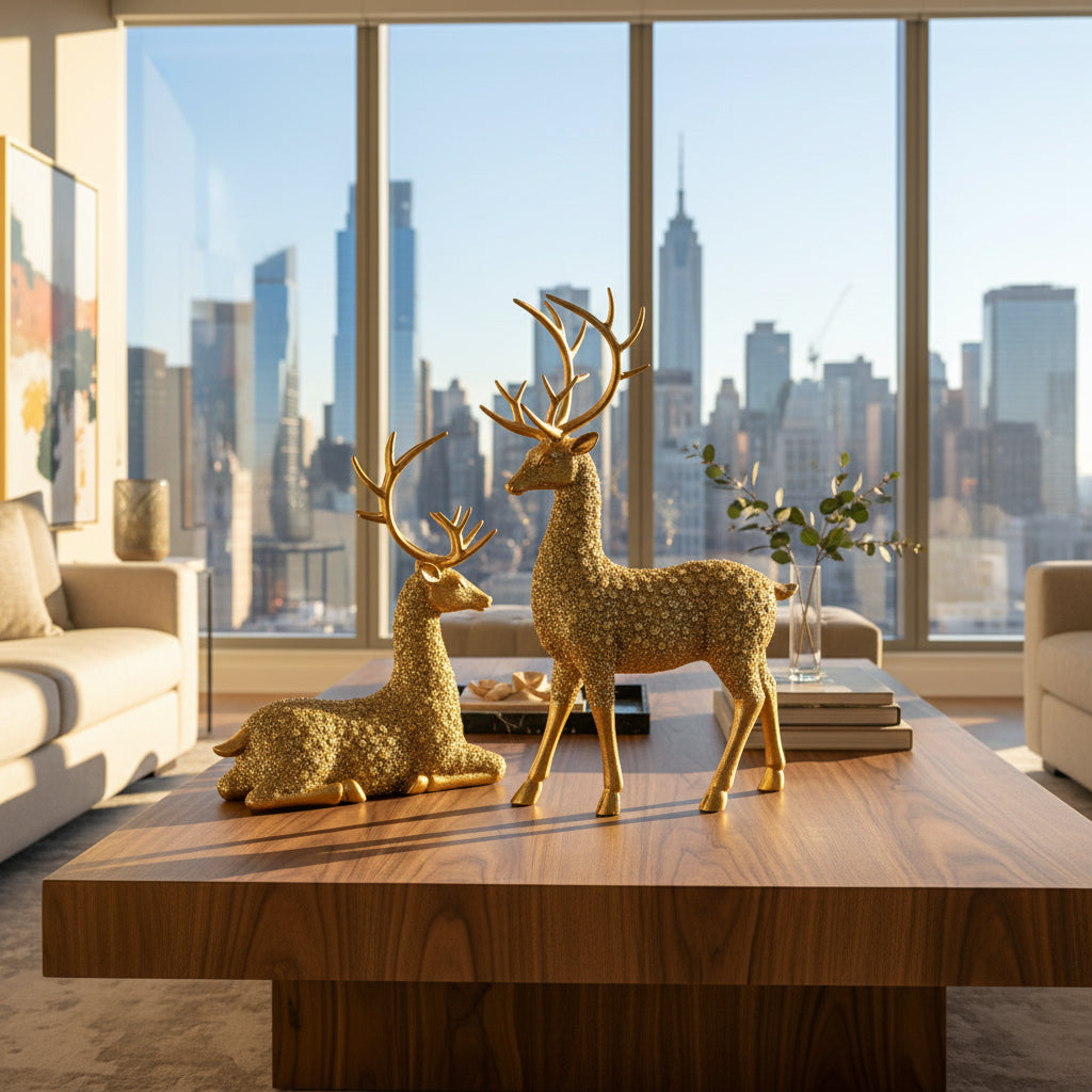 Luxury Gold Deer Figurine Set of 2