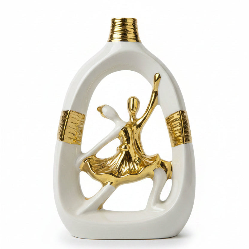 White & Gold DancerFigurine Decorative Showpiece