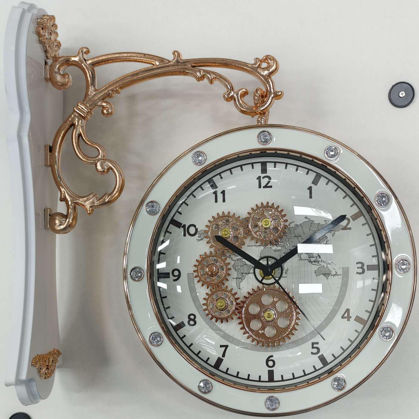 White & Gold Double-Sided Clock