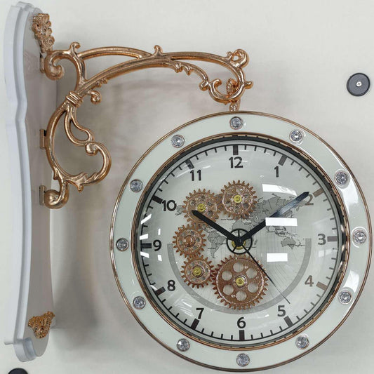 White & Gold Double-Sided Clock
