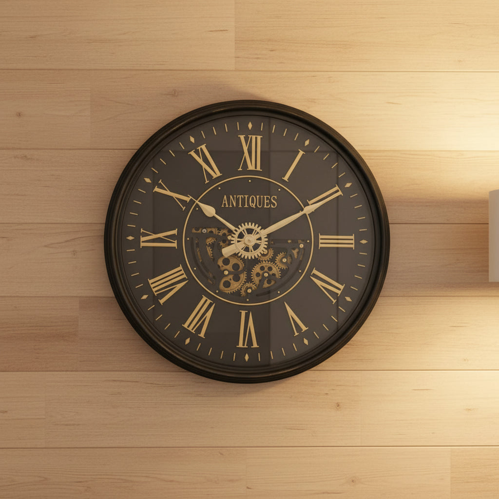 Luxury Designer Roman Numeral Gear Clock – 22 Inch Acrylic Wall Décor