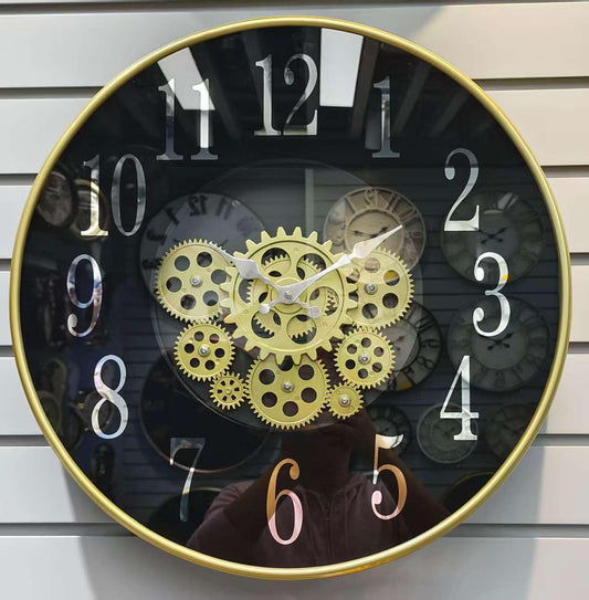 Black Dial Gold Gear Clock