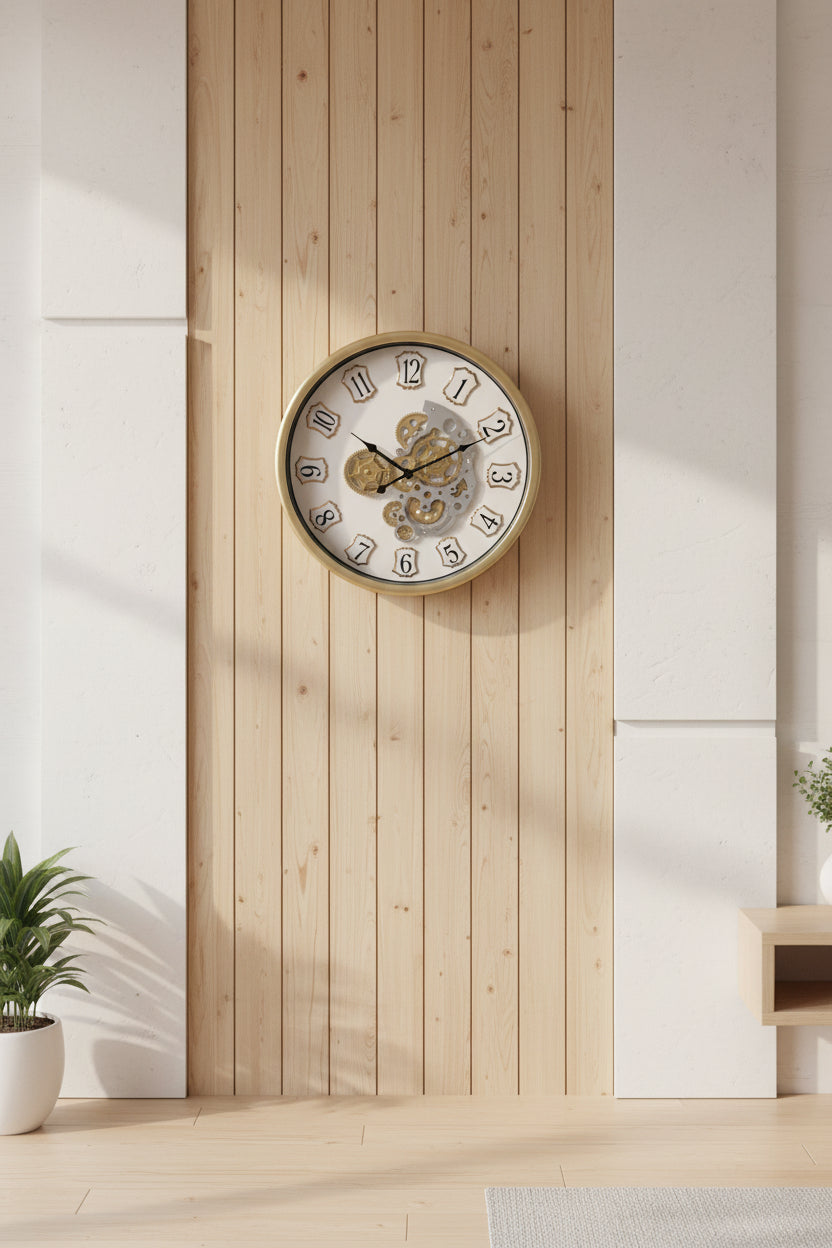 Luxury White Designer Gear Wall Clock – 22 Inch Acrylic Home Décor
