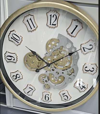 Luxury White Designer Gear Wall Clock – 22 Inch Acrylic Home Décor
