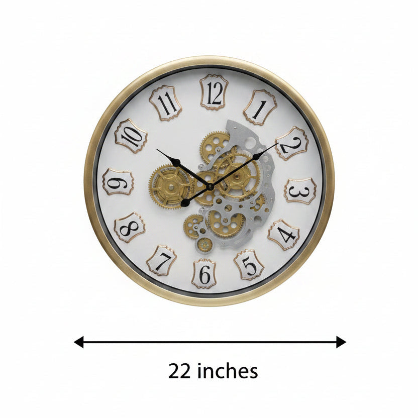 Luxury White Designer Gear Wall Clock – 22 Inch Acrylic Home Décor