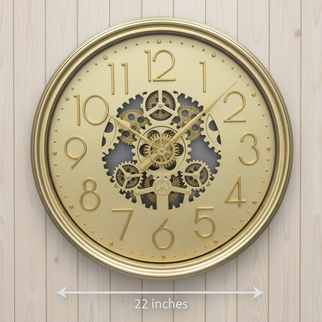 Designer Gold 22-inches Skeleton Gear Clock