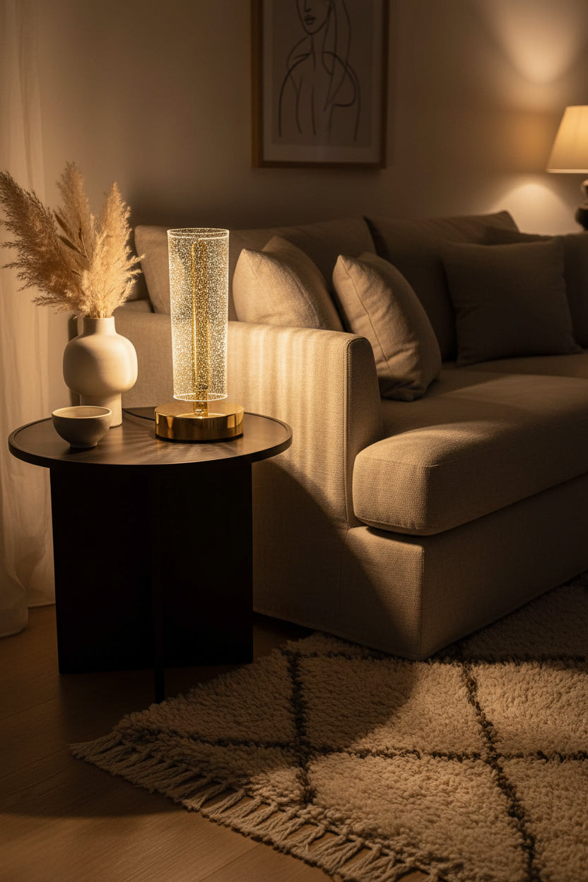 Luxury Gold Column Table Lamp