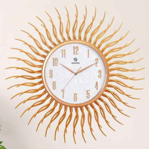 Gold Sunburst Wall Clock for Living Room