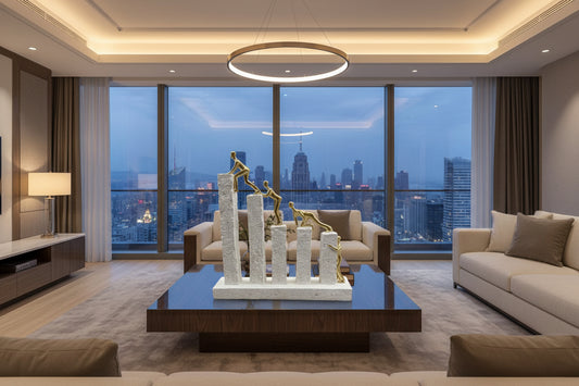 Luxury Gold Figures Climbing Bar Graph Pillars | Teamwork Success Statue
