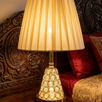 Premium Decorative Crystal Table Lamp with Fabric Shade