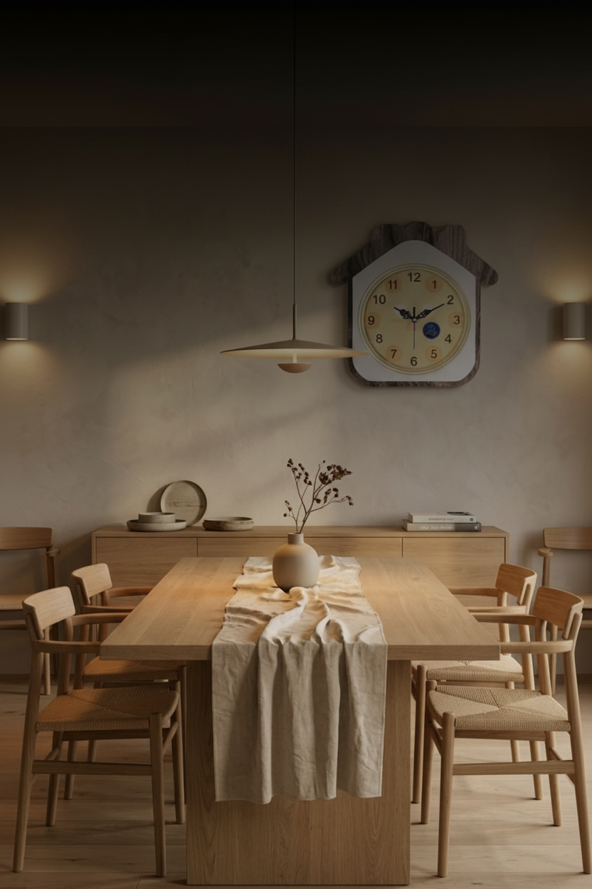 Minimalist Wooden House Wall Clock