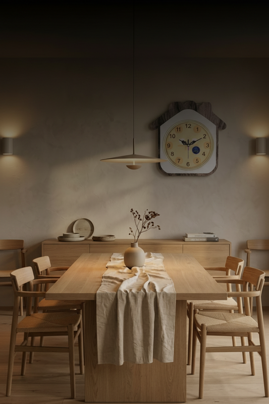 Minimalist Wooden House Wall Clock