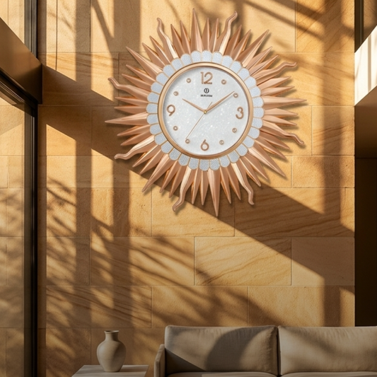 Golden Hour Sunburst Luxury Wall Clock
