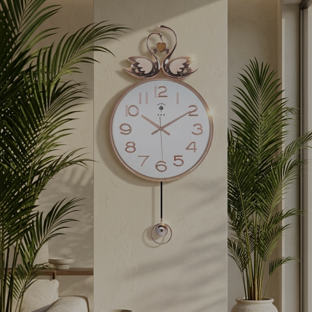 Premium Twin Swan Pendulum Wall Clock